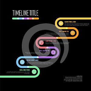 Dark Infographic Company Milestones curved diagonal thick line Timeline Template