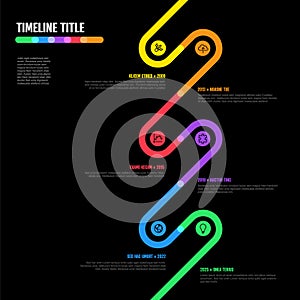 Dark Infographic Company Milestones curved thick line Timeline Template