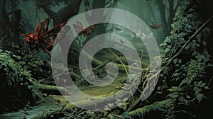 Dark Insect In The Woods: A Jeff Easley Inspired Uhd Painting photo