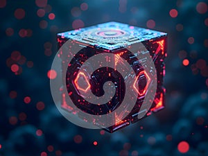 High-Tech Mystery Box with Neon Red Light