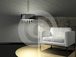 Dark interior design of modern living room