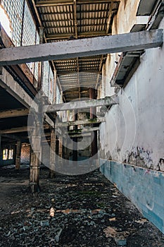 Dark interior of empty abandoned factory