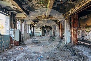 Dark interior of empty abandoned factory