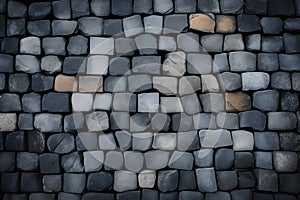 Dark irregular gray cobblestone background