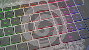 Dark keyboard gaming laptop with rgb backlight