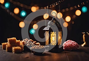 dark lantern sweets Muslim tasbih Turkish background