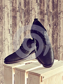 Dark leather mens shoes