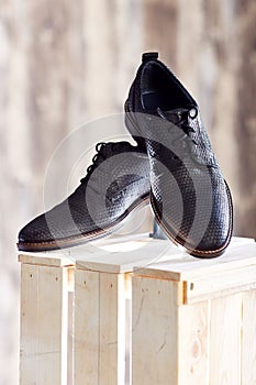 Dark leather mens shoes