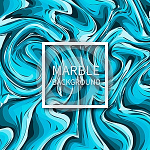 Dark and light blue marble texture background. Liquid effect backdrop. Imitations of hand drawn acrylic painting. Marbling surface