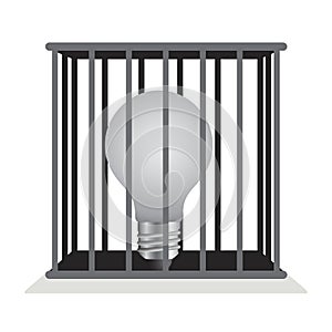 Dark light bulb in a cage.