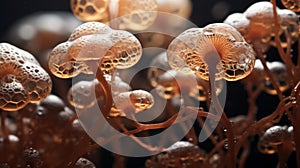 Dark And Light Fungi 3d Fractal Stock Photo With Molecular Structures