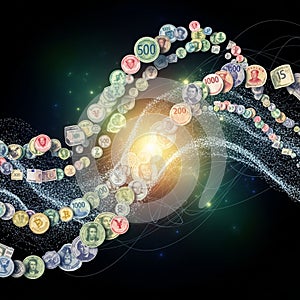 Of dark and light shades, enhancing the luminous effect of the