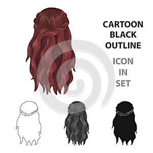 Dark, loose hair behind.Back hairstyle single icon in cartoon style vector symbol stock illustration web.