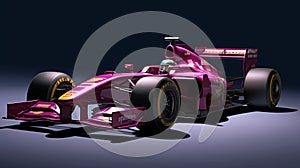 Dark Magenta And Gold Pink Racing Car With Driver Inside