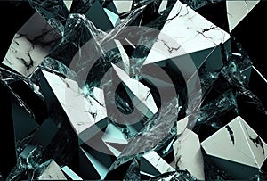 Dark Marble Crystalls. Generative Ai Art. Texture of Stones photo