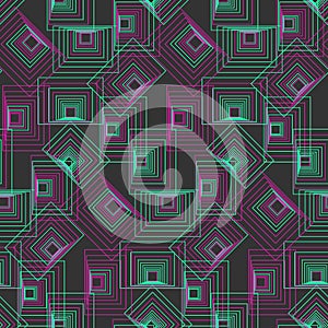 Dark matrix pattern with green and pirple squares photo