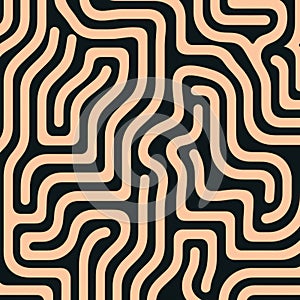 Dark Maze Pattern: Abstract Vector Illustration With Modern Minimal Design