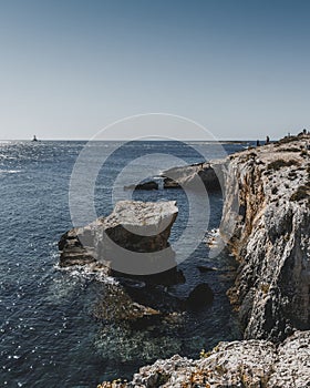 Dark mediterranean ocean shoreline