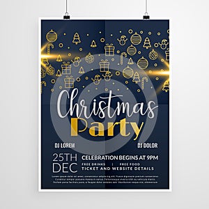 Dark merry christmas party event flyer poster design template