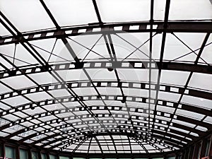 Dark metal roof construction, abstract background