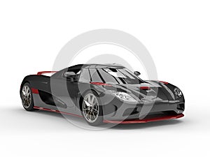 Dark metallic gray sports concept car with red details - beauty shot