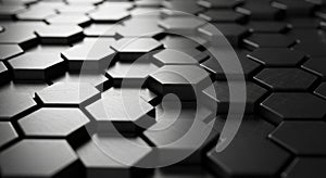 Dark Metallic Hexagonal Grid Pattern with Dramatic Lighting and Shadows texture background