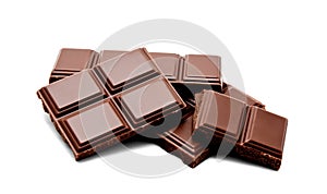 Dark milk chocolate bars stack isolated