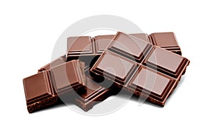 Dark milk chocolate bars stack isolated
