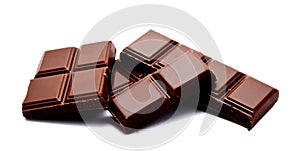 Dark milk chocolate bars stack isolated on a white