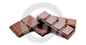 Dark milk chocolate bars stack isolated on a white