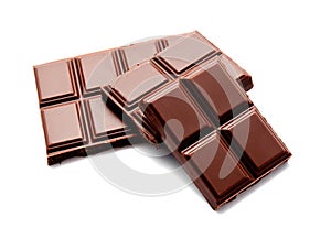 Dark milk chocolate bars stack isolated on a white