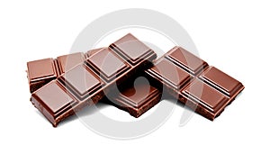 Dark milk chocolate bars stack isolated on a white