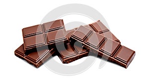 Dark milk chocolate bars stack isolated on a white