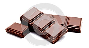 Dark milk chocolate bars stack isolated on a white