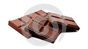 Dark milk chocolate bars stack isolated on a white