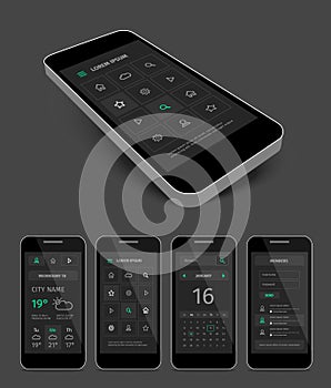 Dark mobile user aplication interface template