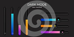 Dark mode ui simple elegant set switcher, volume bar design