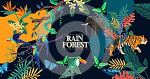 Dark Modern Rain Forest Elements Background