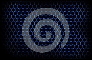 Dark modern technology background with blue hexagon mesh. Abstract metal geometric texture