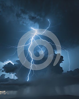 Dark and Moody Storm Cloud Background with Flashes of Dramatic Lightning