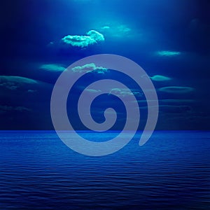 Dark moonlight over sea