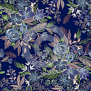 Dark muted floral pattern.