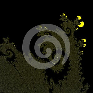 dark and mysterious a fairy-tail spiral in black and yellow