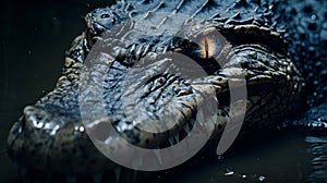 Dark And Mythical Alligator Close-up: A Horror-inspired Photography