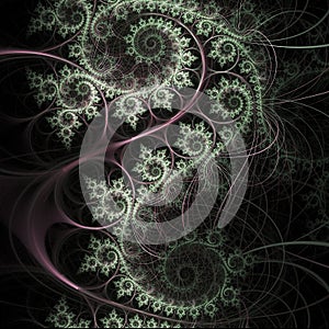 Dark nature themed fractal swirls