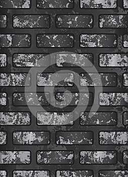 Dark old black brick wall . Eps 10 vector illustration