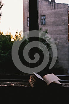 Windowsill with a book