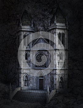 Dark Ominous Stone Castle Illustration photo