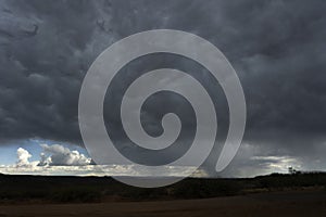 Dark Ominous Storm Clouds over Desert Landscape