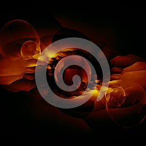 Dark Orange Crystal Bubbles Concept With Reflection